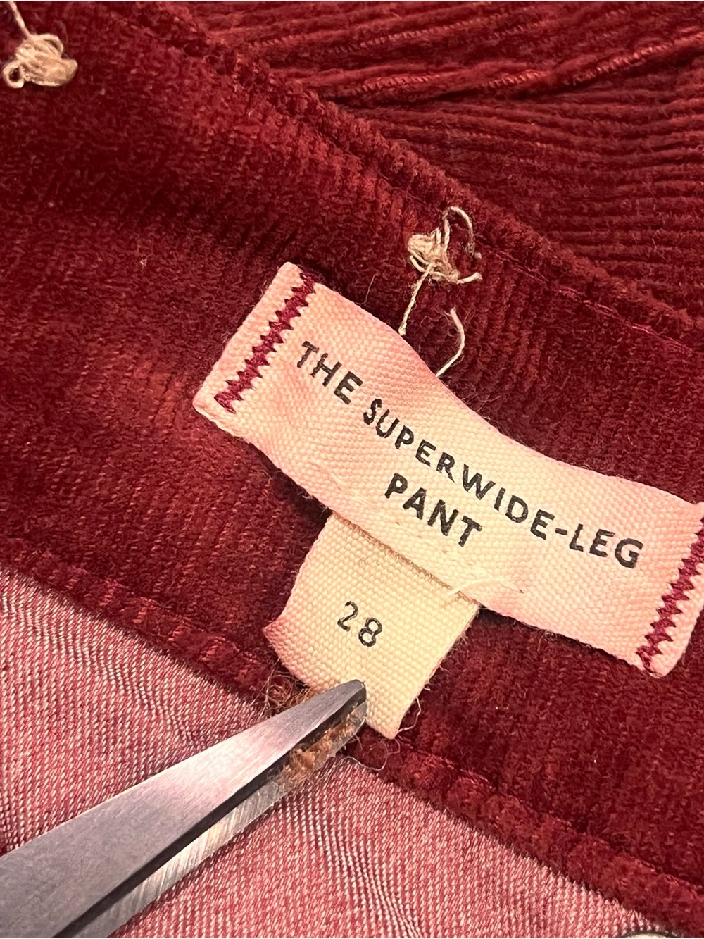Madewell Women’s Superwide-Leg Pant Burgundy Corduroy 28 - Picture 10 of 16